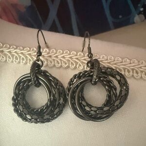 Elegant Black Knotted Dangle Earrings